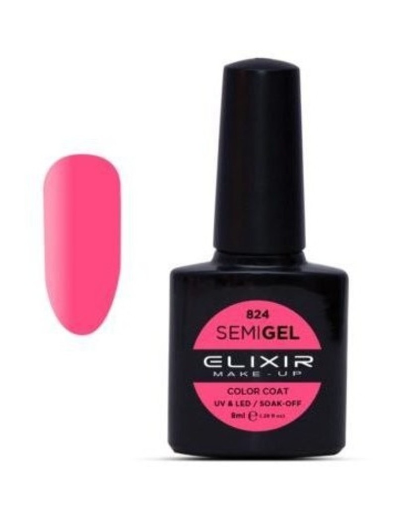 Ημιμόνιμο Βερνίκι 824 (fluorescent Pink) ELIXIR 1988