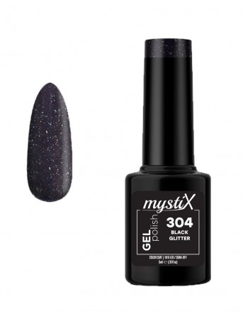 MystiX Gel Polish 304 (Black Glitter) 5ml