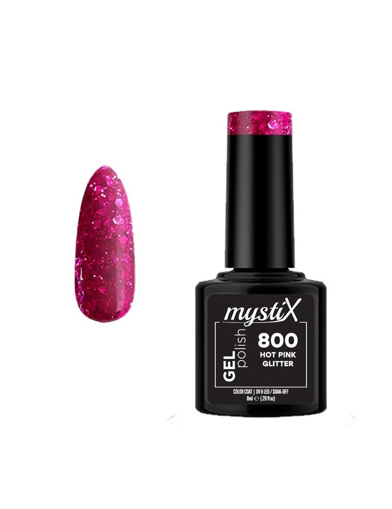 MystiX Gel Polish P800 (Hot Pink Glitter) 8ml MystiX 9267