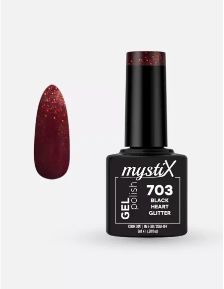MystiX Gel Polish 703 (Black Heart Glitter) 8ml | Άρωμα Ονείρου